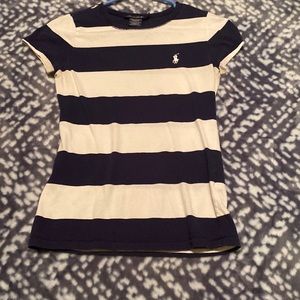 Blue and white stopped polo tee!